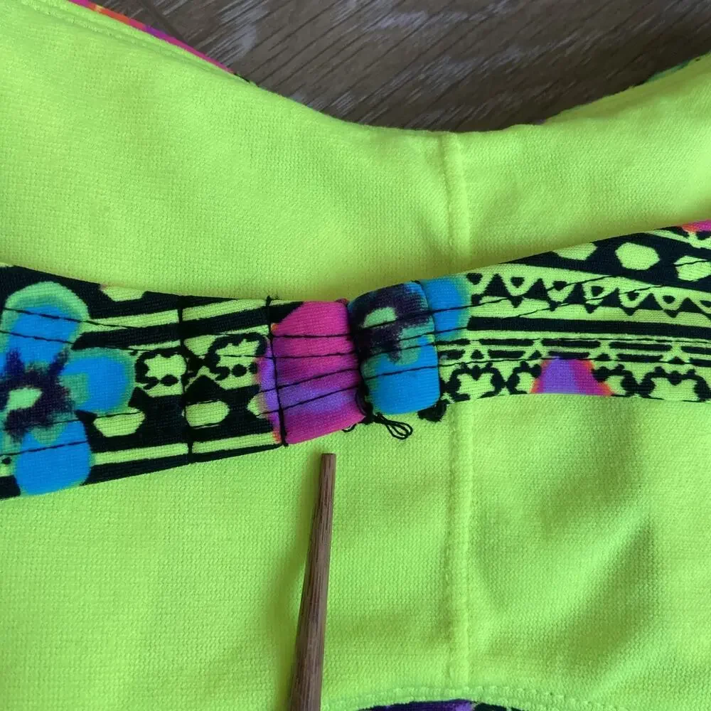 Justice Bandeau Bikini Top & Bottom Girls Sz 16 Yellow Black Tropical Floral